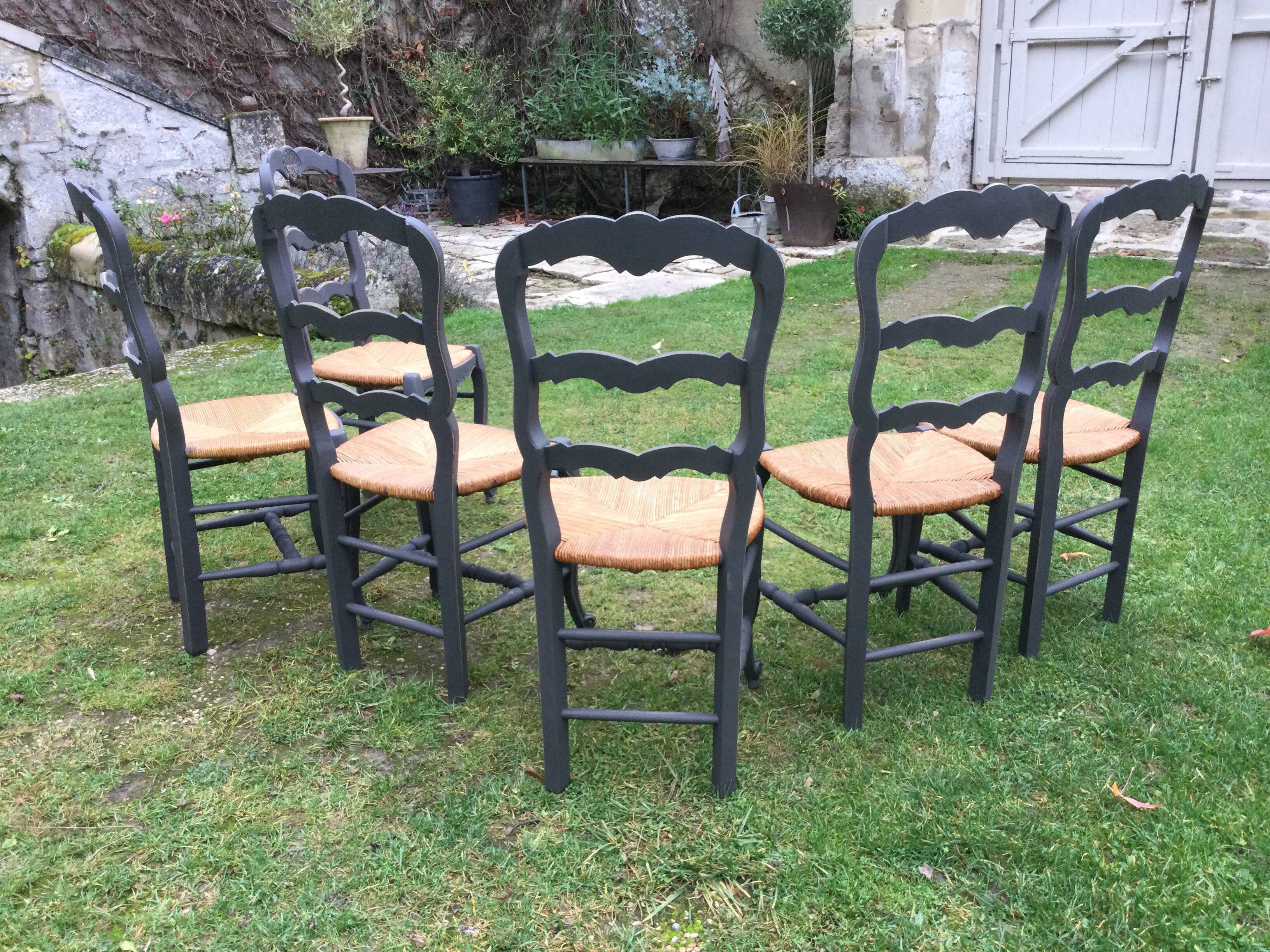 1 set of antique oak chairs