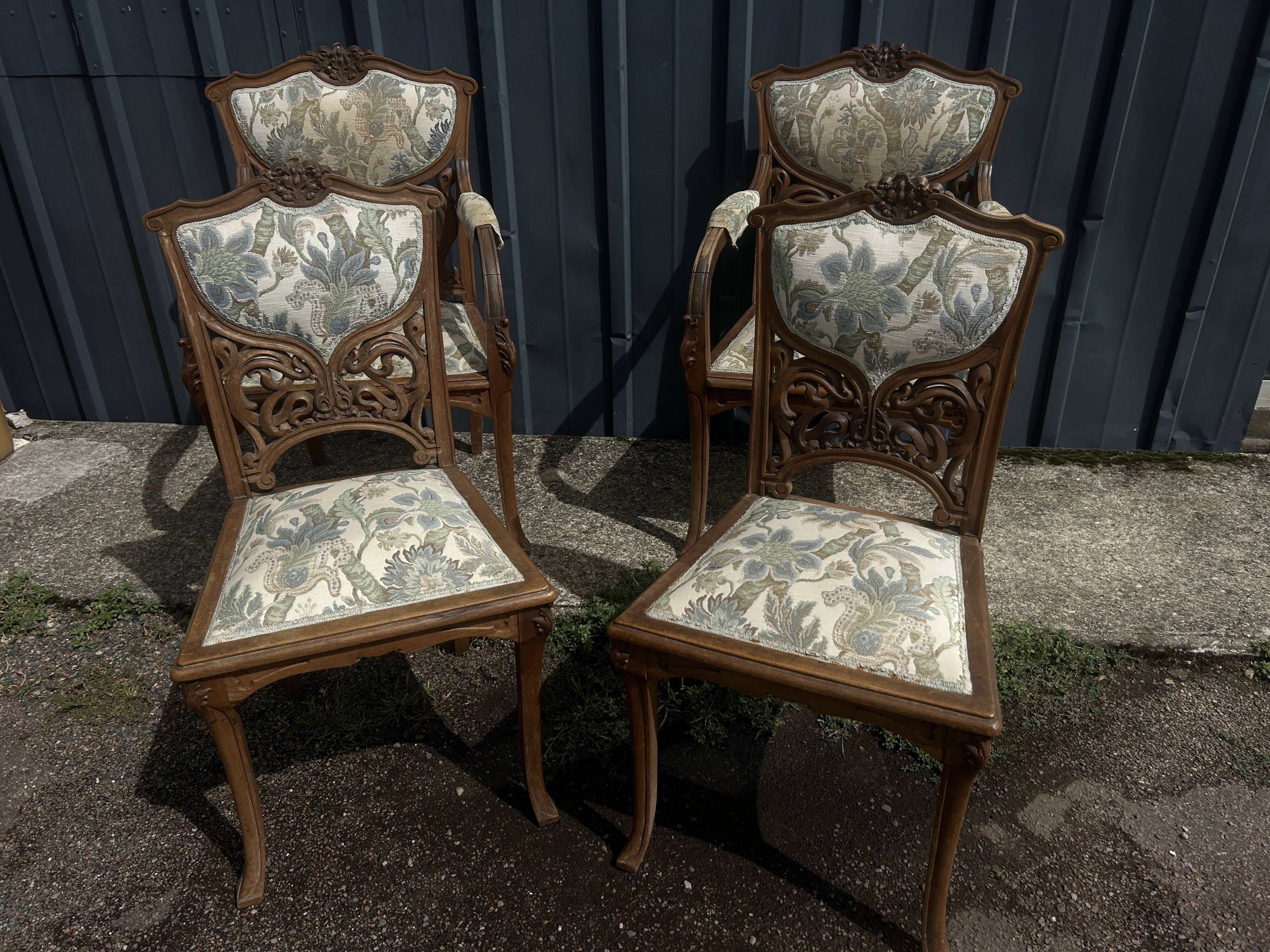Paire de fauteuils et paire de chaises Art Nouveau