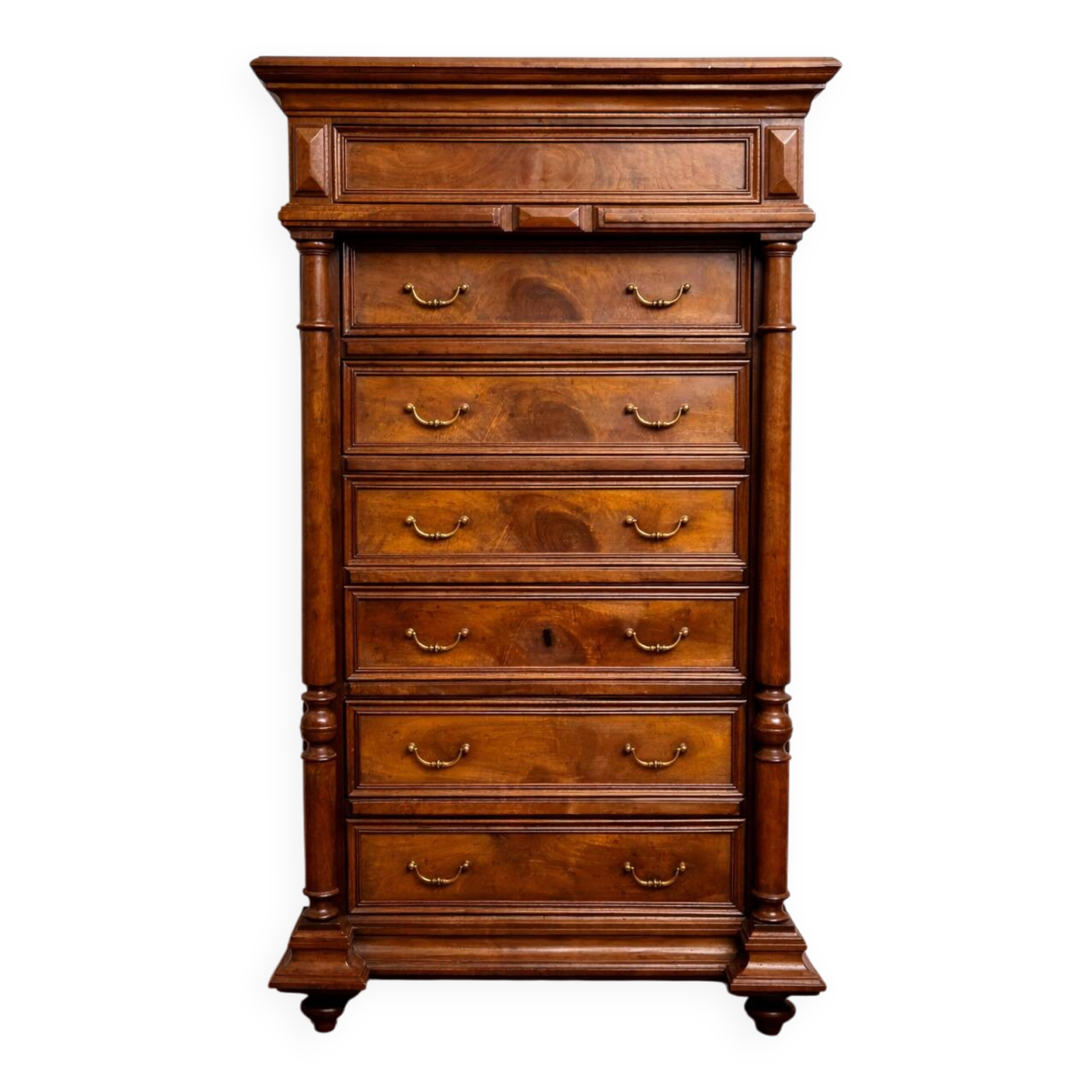 Chest of drawers / chiffonnier in solid walnut, Napoleonic III period – 19th century
