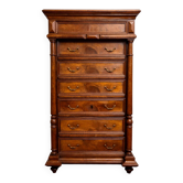 Chest of drawers / chiffonnier in solid walnut, Napoleonic III period – 19th century