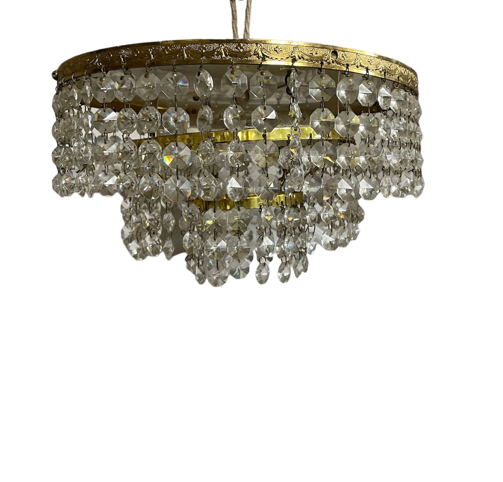 Ceiling lamp crown brass with vintage tassels