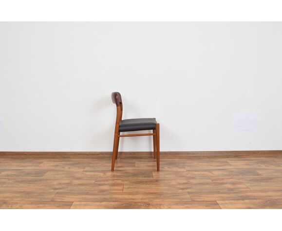 Set Of 4 Mid Century Danish Teak Leather Dining Chairs By N O Moller For J L Moller 1960s Selency