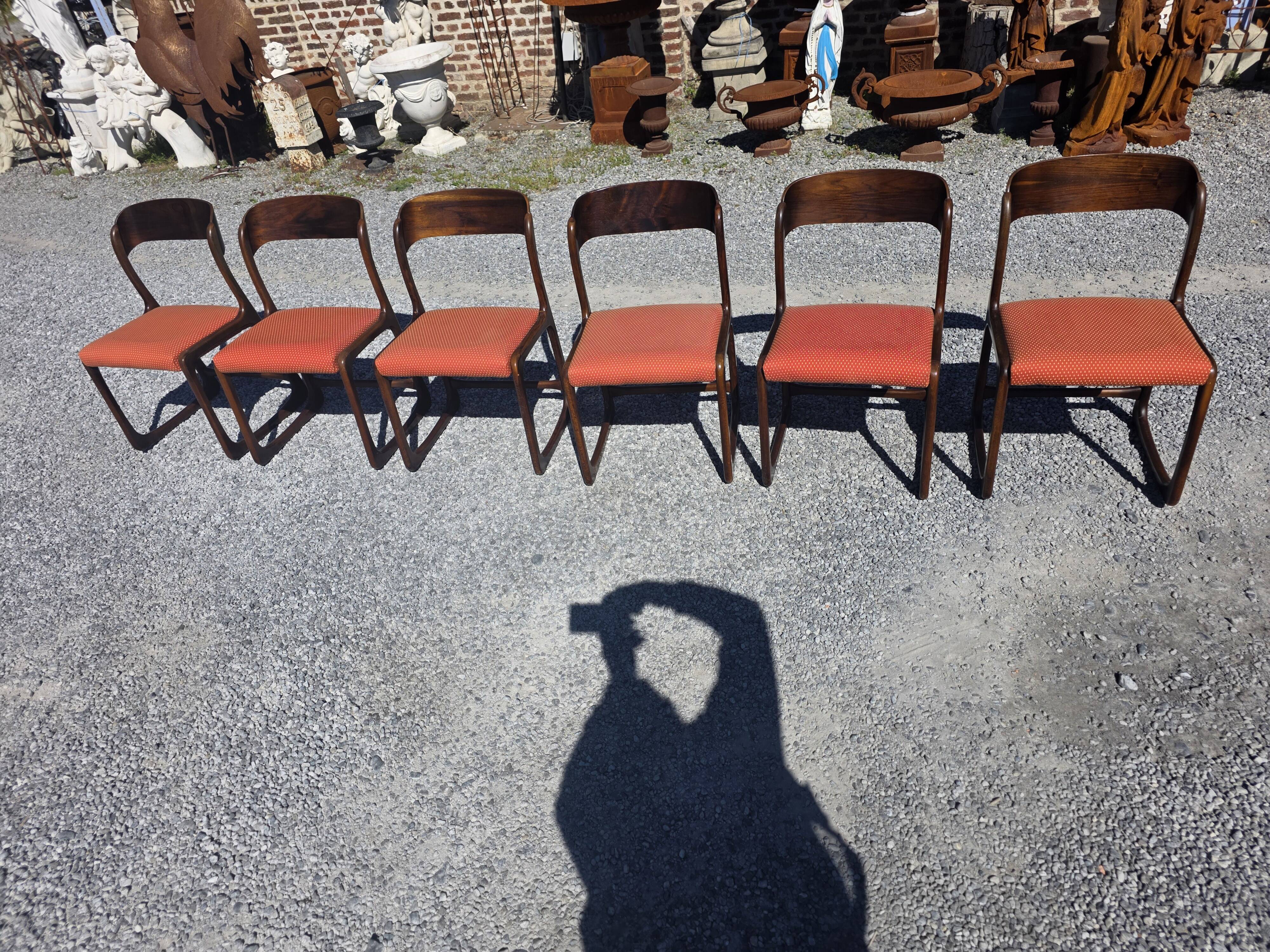 6 Baumann sled chairs in rosewood from the 1960s.