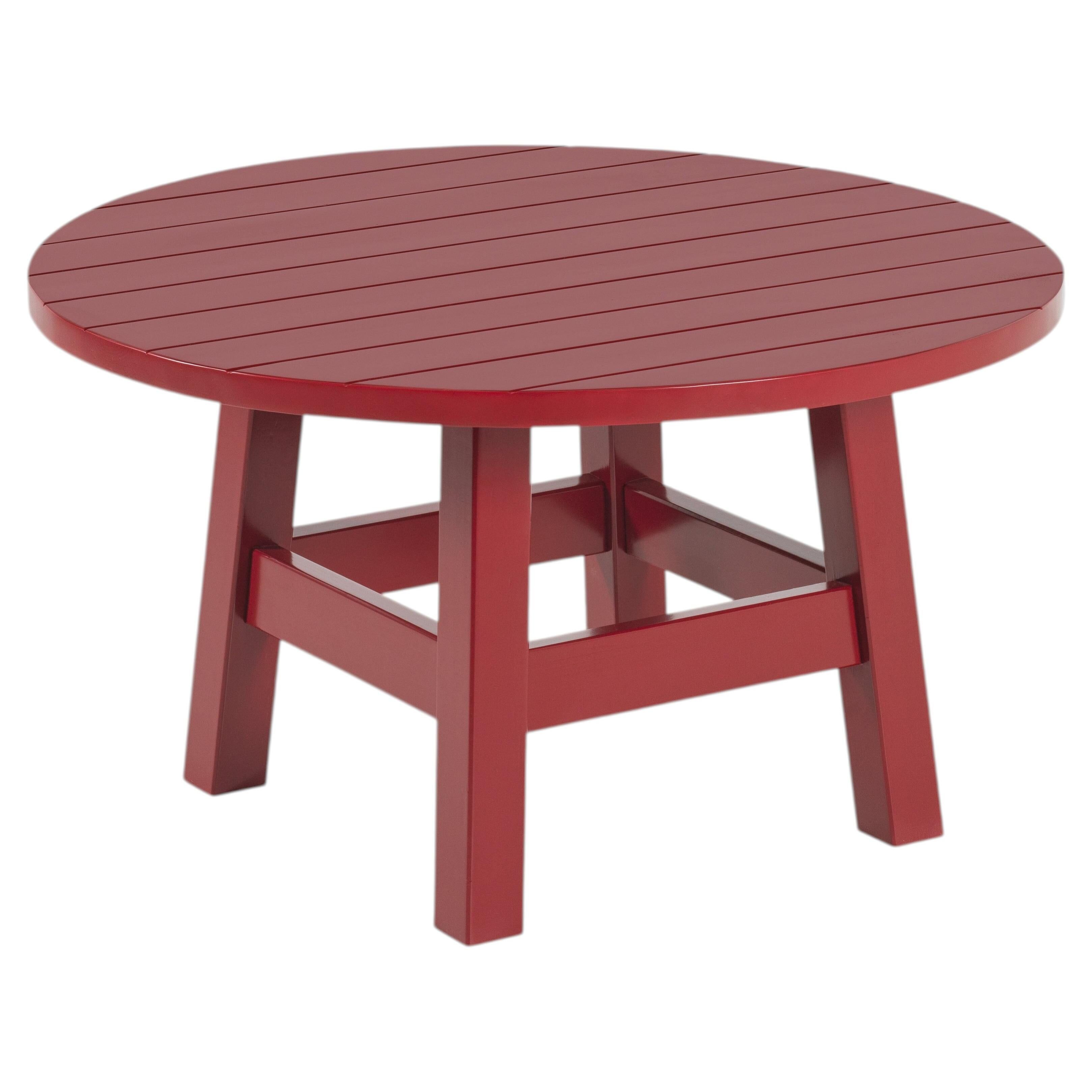 Round coffee table made of solid wood, handmade, Bacon collection.