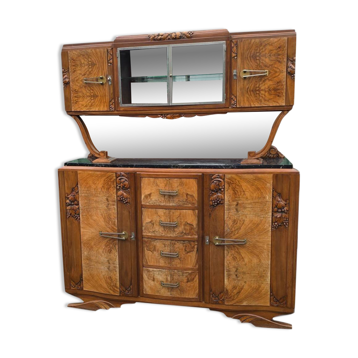 Buffet Art Déco en noyer et ronce de noyer