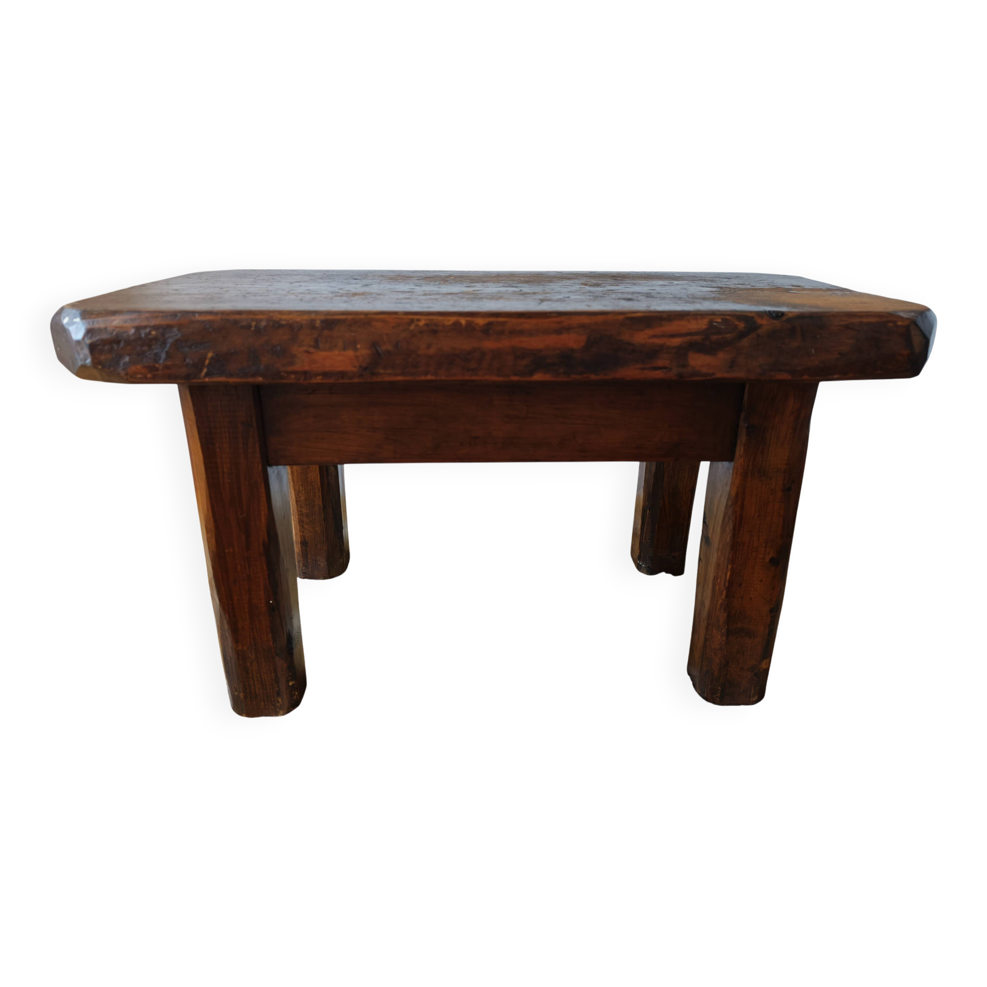 Brutalist coffee table made of solid wood – Handcrafted – 1960s-70s