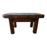Table basse brutaliste en bois massif, années 1960-70