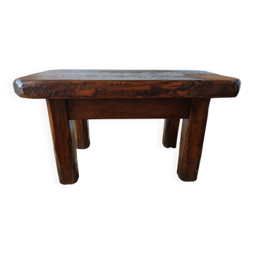 Table basse brutaliste en bois massif, années 1960-70