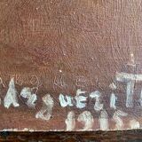 HSP painting "Still Life with Books" charming naïve school signed 1915