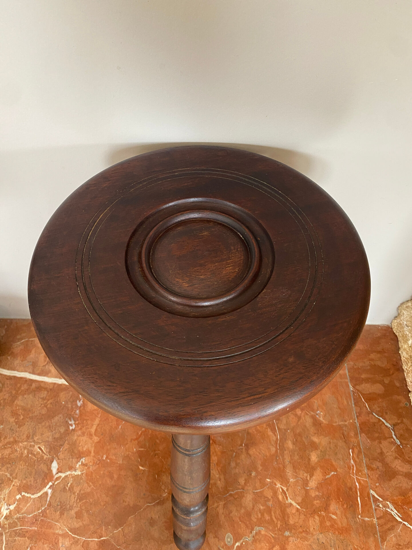 Oak stool attributed to Charles Dudouyt.