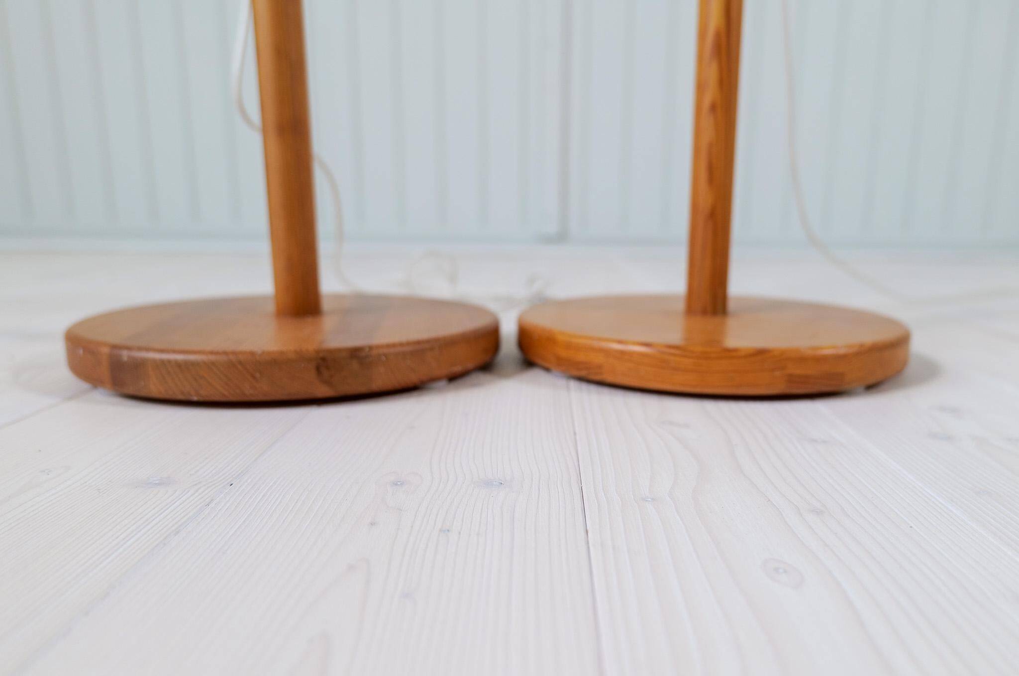 Sculptural modern floor lamps in pine, Yngve Ekström Sweden 1970s