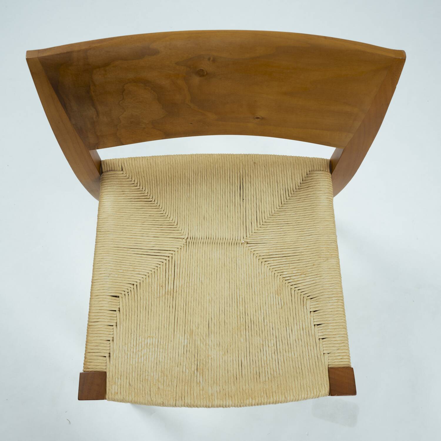 Walnut Molteni & C dining chairs with papercord seating, Italy, 1990s