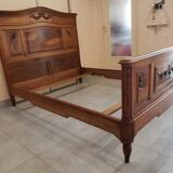 Vintage old walnut bed carved late nineteenth century