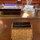 Hollywood regency brass and woven bamboo magazine rack, Metal Linea Nova Italy 1970