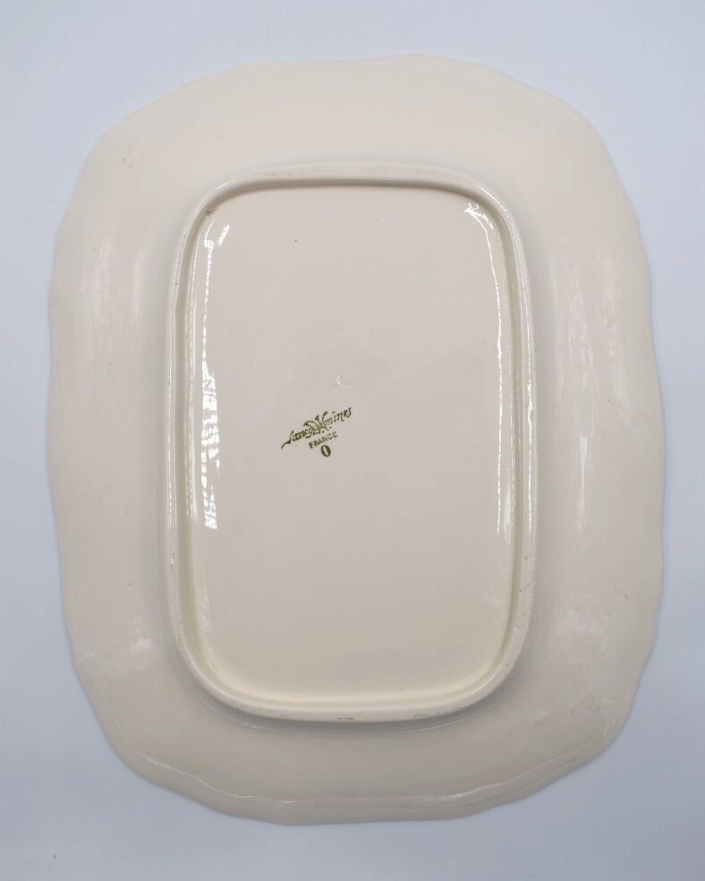 Rectangular dish with edged edge in Sarreguemines earthenware model Ivory