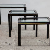 French vintage set of three pull out tables by Pierre Vandel