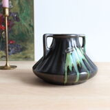 Thulin Airain flamed stoneware vase with handles, Belgium, Art Deco period