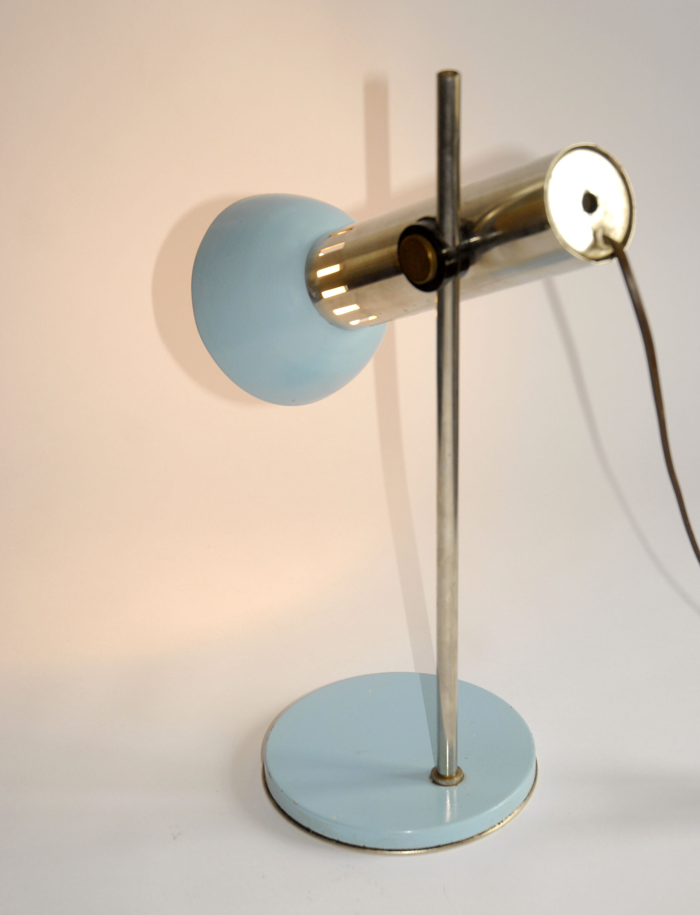 Table lamp design blue sky and chrome hinged 60s