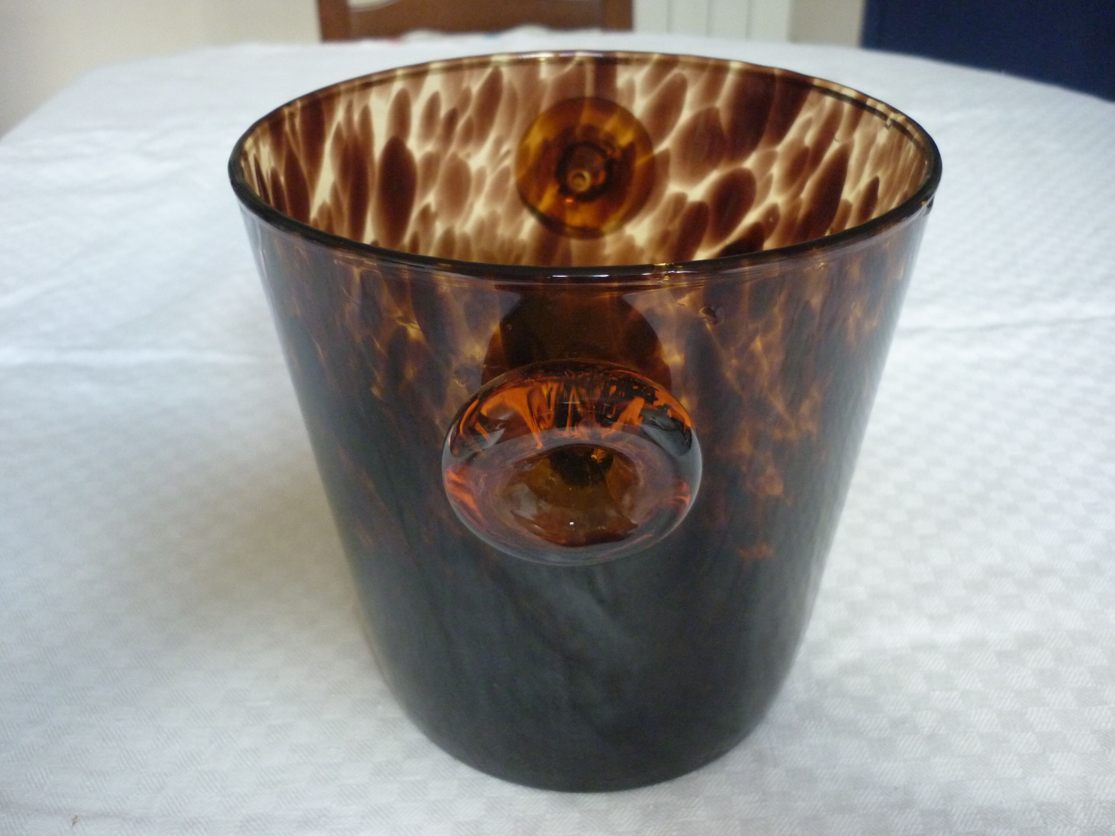 Brown speckled glass ice bucket