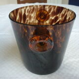 Brown speckled glass ice bucket