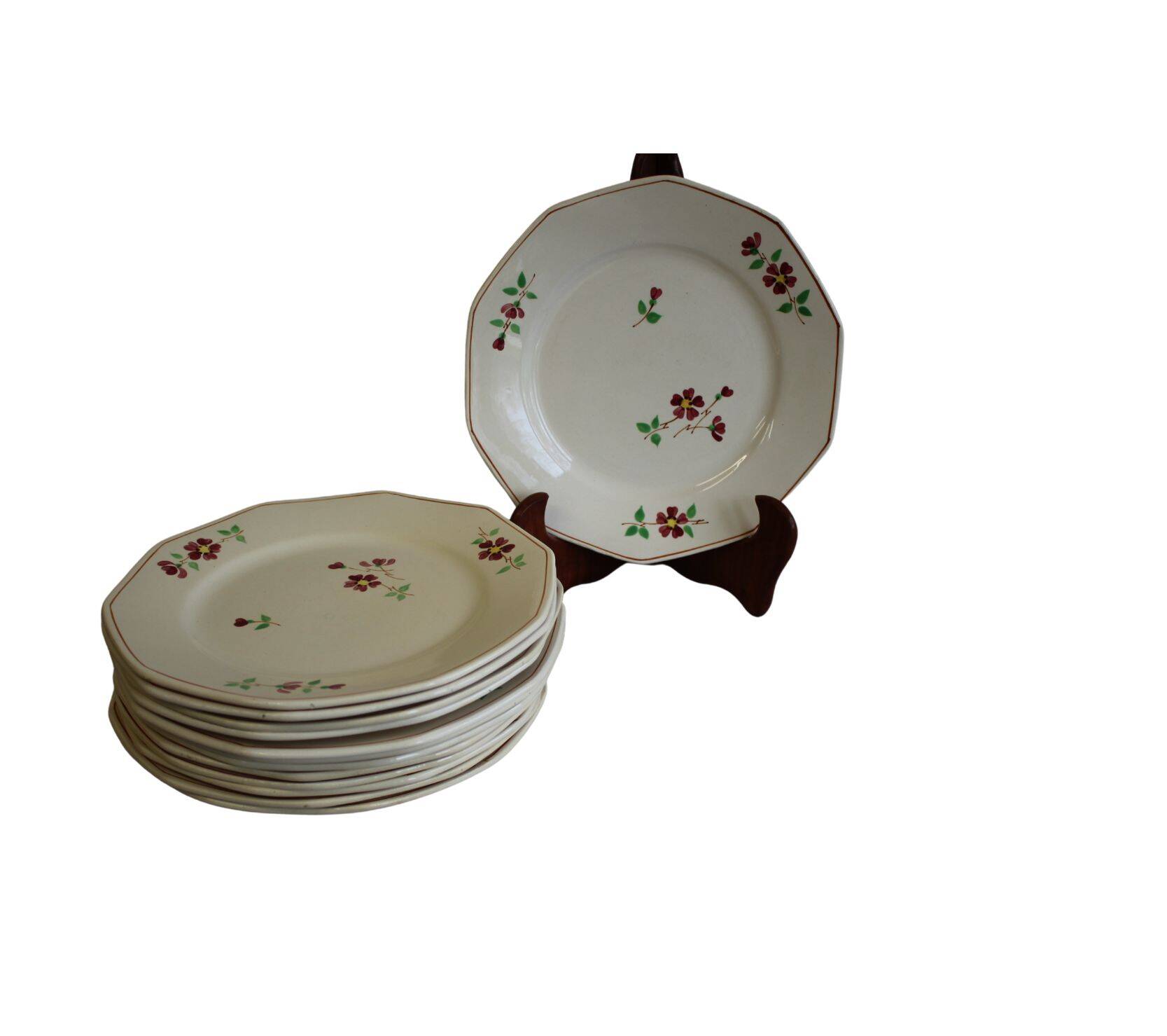 Beige plate with flower patterns Janine Hammage