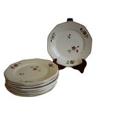 Assiette plate beige motifs fleurs Janine Hammage