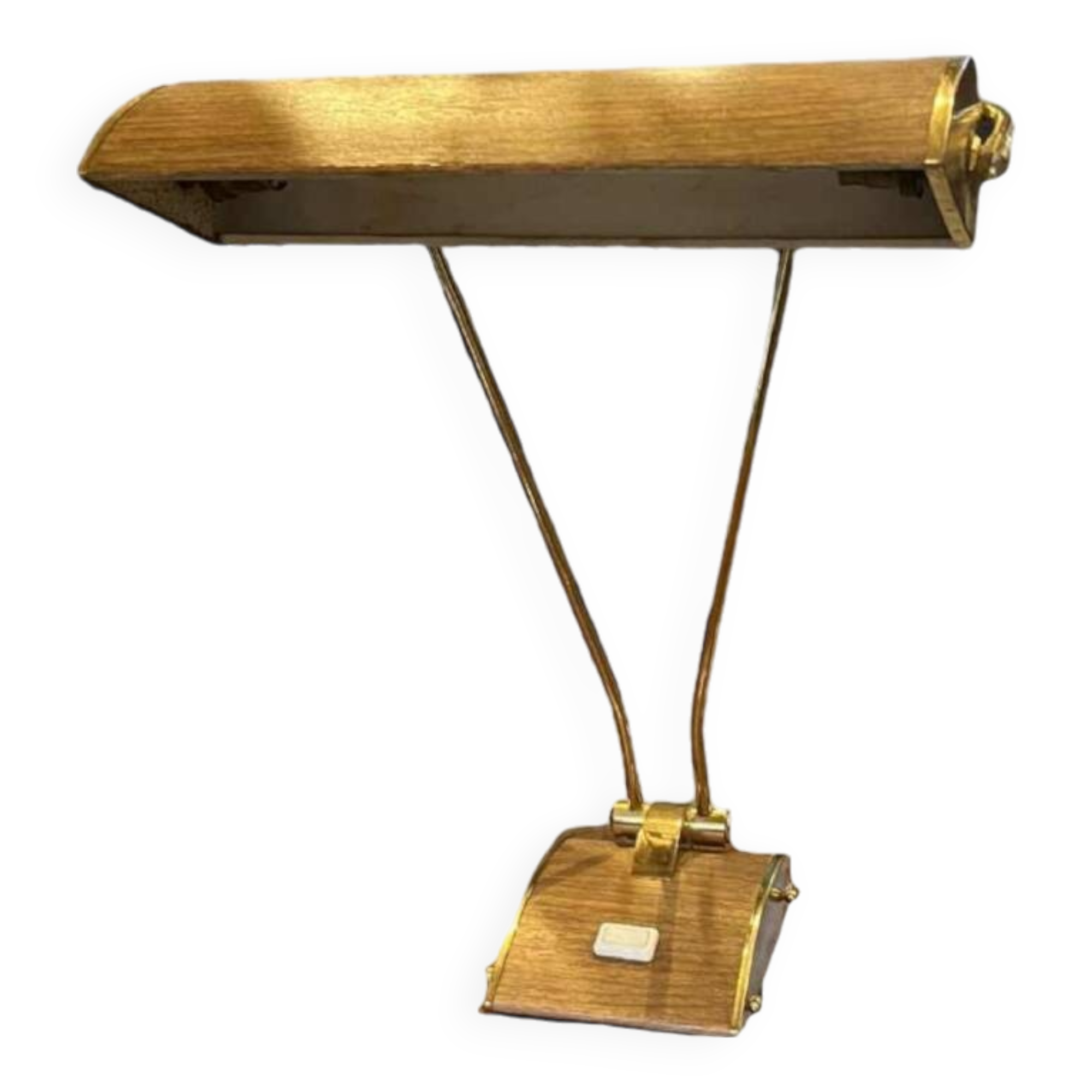 Lampe à poser ou de bureau (doré & brun) JUMO, design moderniste, ca 1945