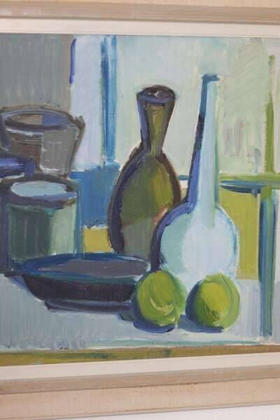 Original mid-century Swedish oil on canvas – “Still Life” by Arthur Nilsson – vintage & framed – 62 × 71 cm