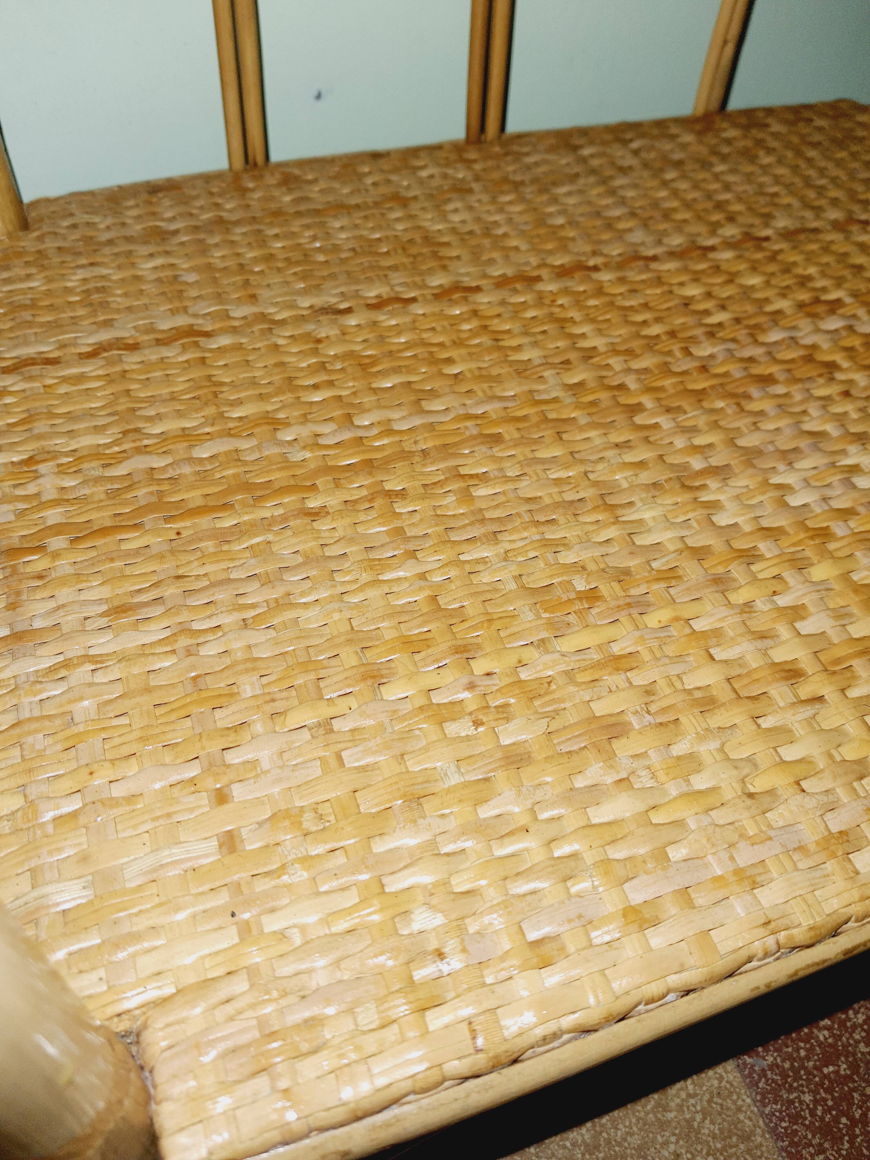 60' vintage rattan bedside table