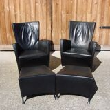 Pair of armchairs with footstool montis, 1980s
