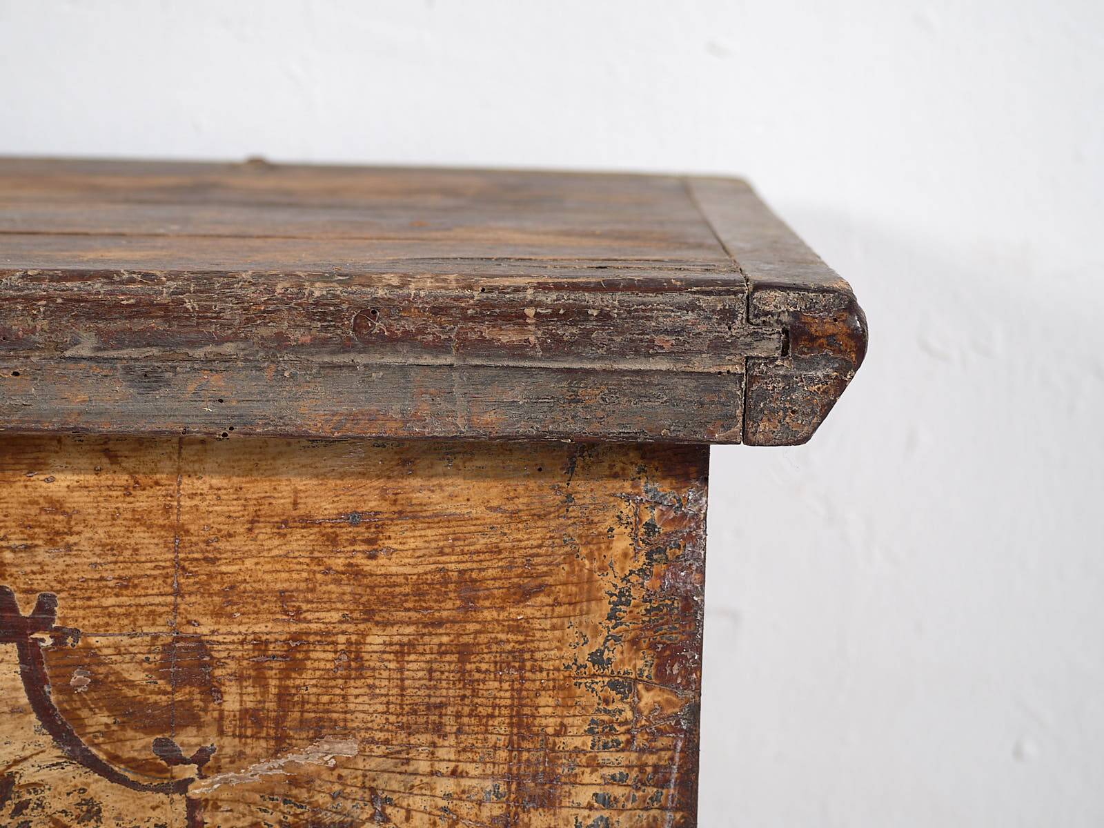 Antique solid gilded wooden chest dated 1846 #86