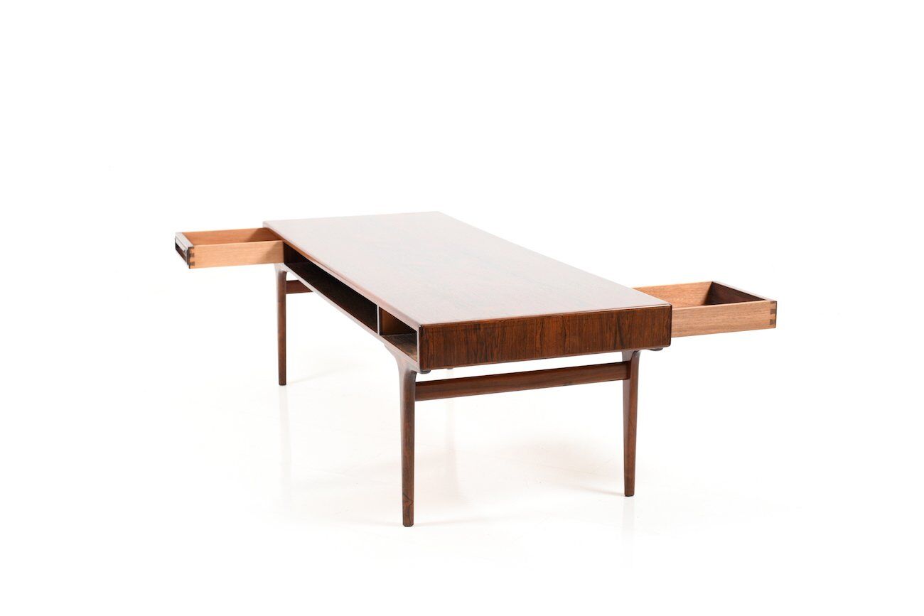 Rectangular Rosewood Coffee Table with Two Drawers, Denmark