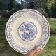 8 flat plates Digoin Sarreguemines blue and white vintage with countryside village décor