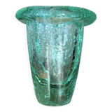 Crackle crystal vase, attributed to Daum Nancy