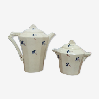 Sugar set and porcelain coffee maker Moulins des Loups