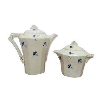 Sugar set and porcelain coffee maker Moulins des Loups