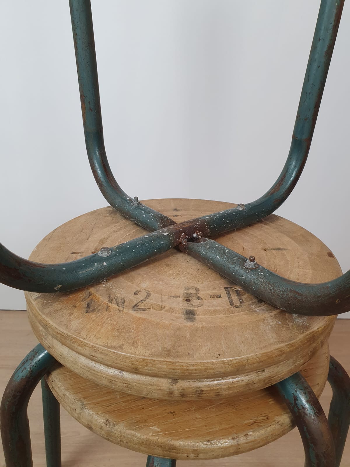 Lot three workshop stools 50s