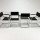 Set of 4 bauhaus cantilever tubular and leather armchairs, 1970's