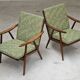 Paire de fauteuils boomerang vert fleur Antonin Suman pour Ton (Thonet)