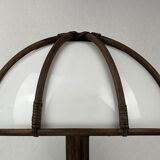Bamboo rattan mushroom table lamp, Dutch 1970s