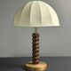 Midcentury brutalist wood turned mushroom table lamp, Charles Dudouyt style