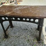 Industrial console table in cast iron and marble