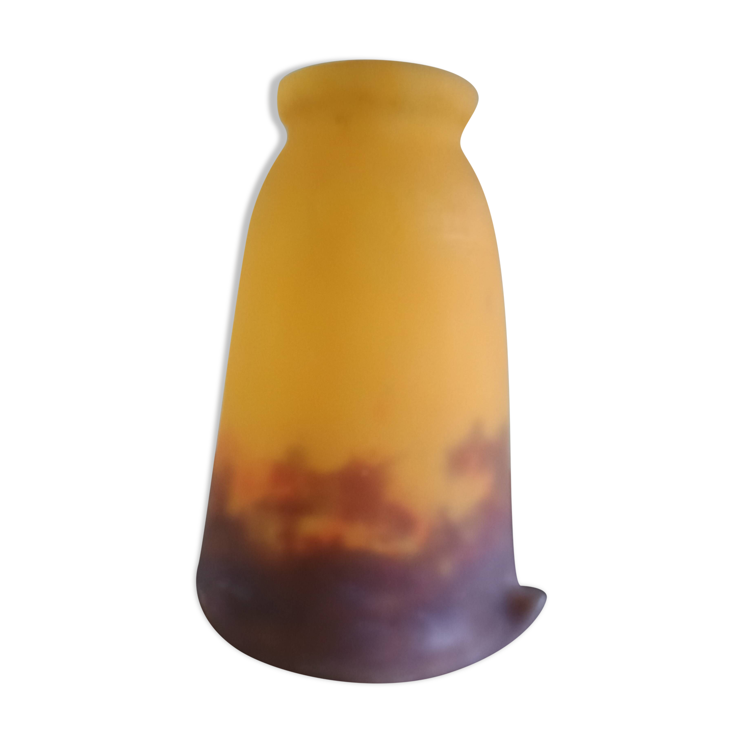 TULIP corolla - yellow-orange-brown marbled glass MULLER FRERES LUNEVILLE