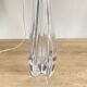 Pair large clear crystal val saint lambert table lamps - belgium 1950's