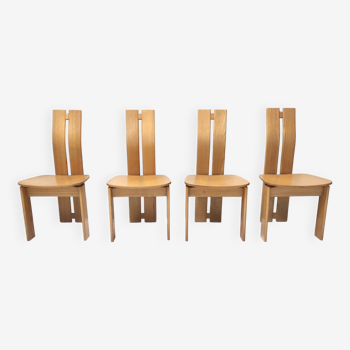 Set of Four Chairs by Afra & Tobia Scarpa with Durmast Frame