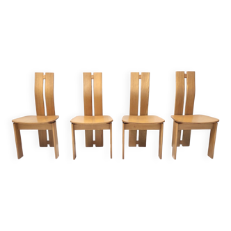 Set of Four Chairs by Afra & Tobia Scarpa with Durmast Frame