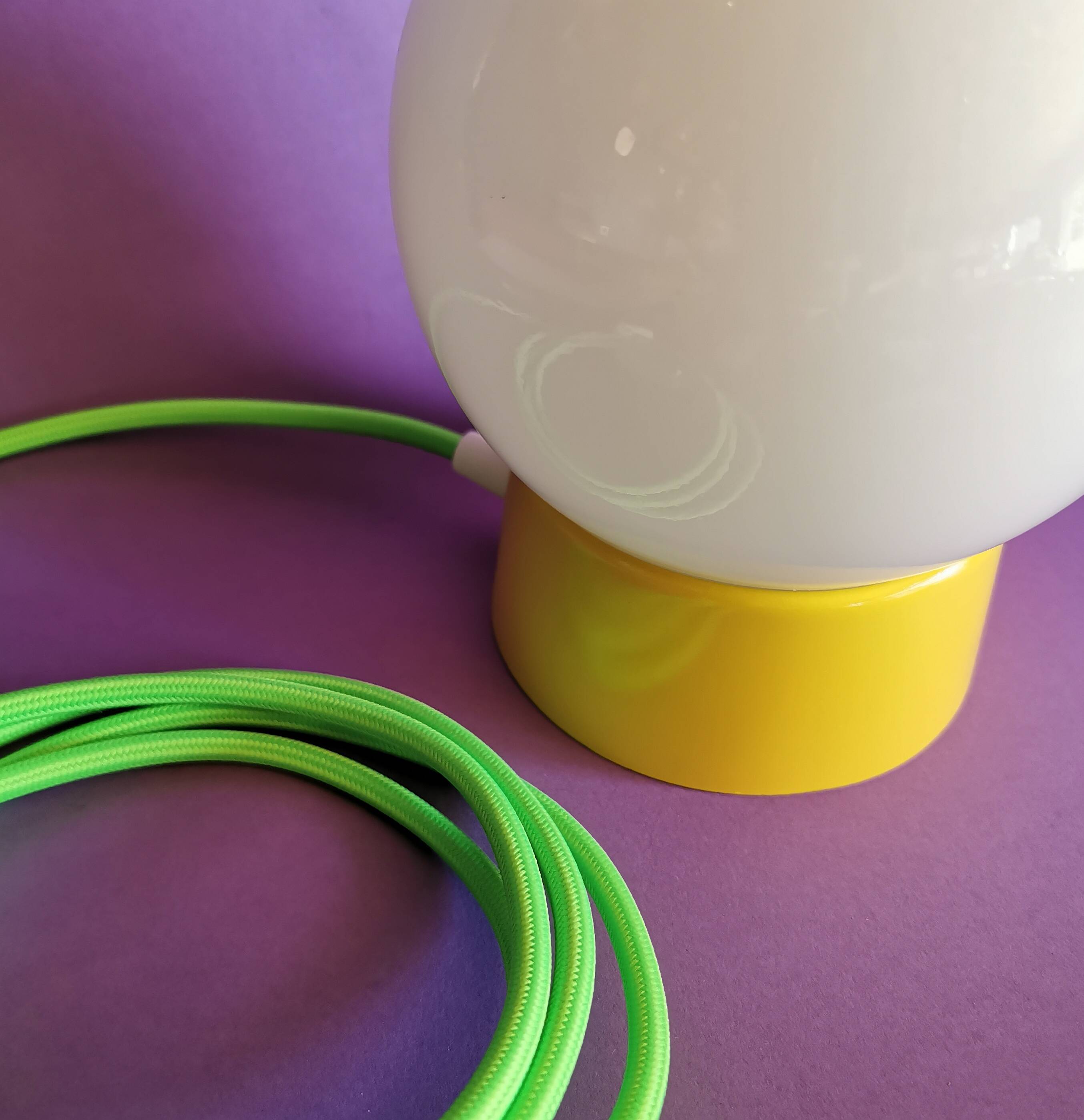 Vintage white opaline living room bedside desk lamp "Yellow"