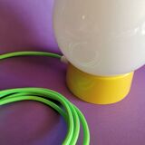Lampe salon chevet bureau vintage opaline blanche "Jaune"