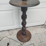 Turned wooden floor lamp – in the style of Charles Dudouyt art deco