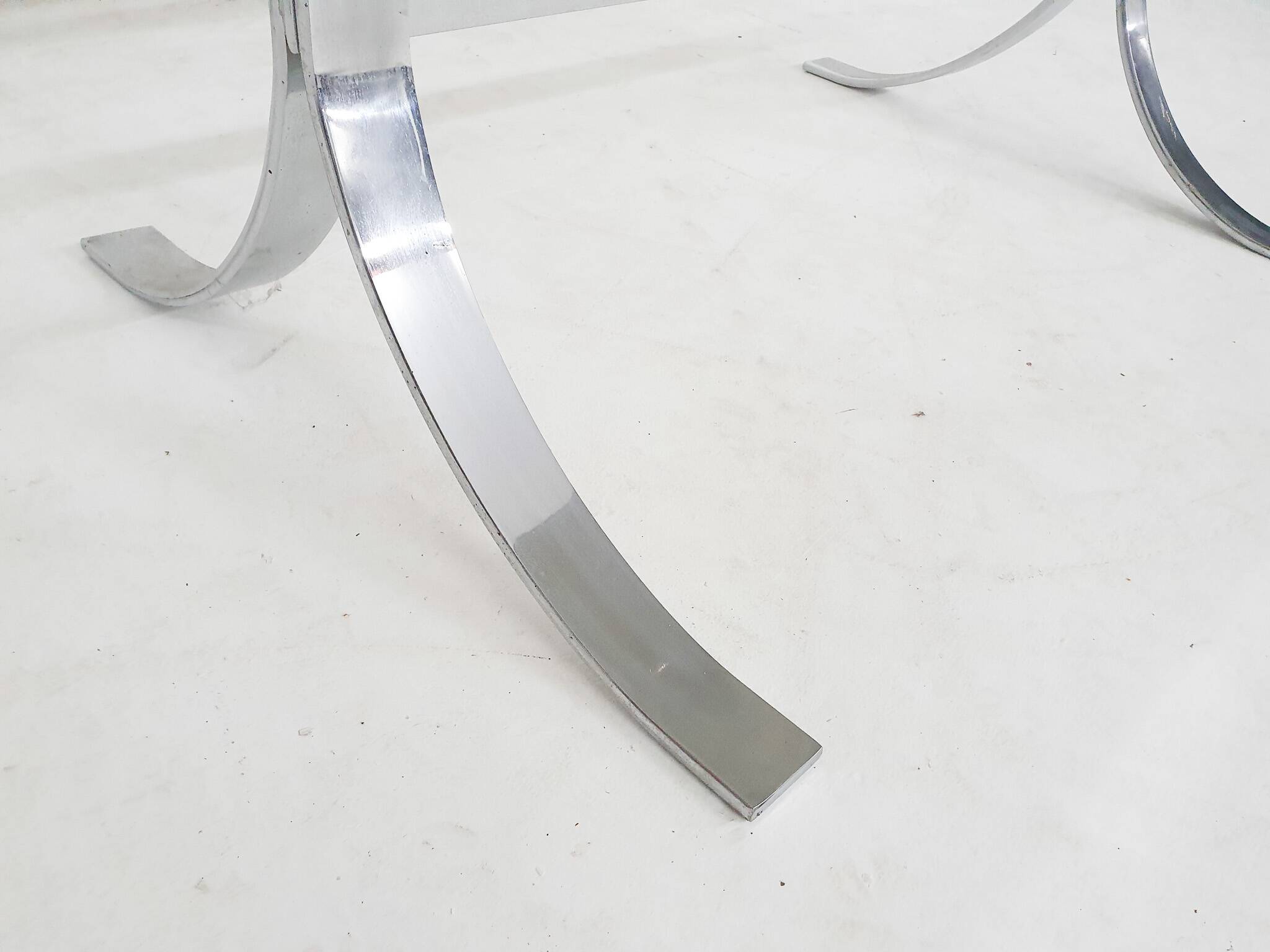 Glass and chrome dining table, 1970's